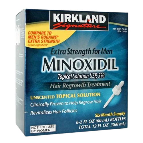 Kirkland Signature Hair Regrowth Treatment Extra Strength for Men, 5% Minoxidil Topical Solution, 2 fl. oz 6 pack (6 Month Supply)