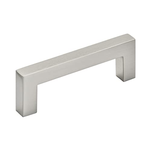 Amerock | Cabinet Pull | Satin Nickel | 3 inch (76 mm) Center to Center | Monument | 1 Pack | Drawer Pull | Drawer Handle | Cabinet Hardware