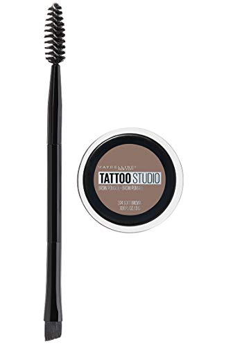 Maybelline New York Tattoo studio Brow Pomade Long Lasting, Buildable, Eyebrow Makeup, Soft Brown, 0.106 Oz