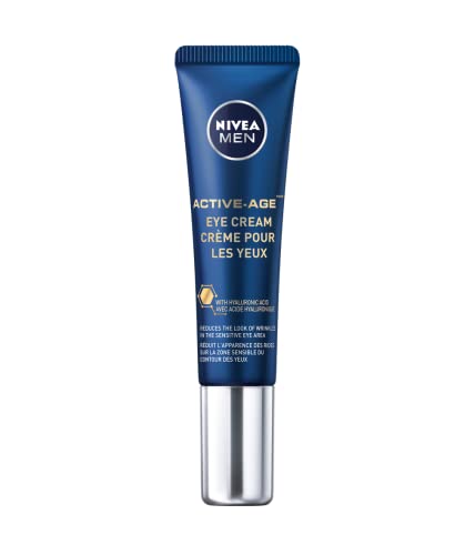 NIVEA MEN Active-Age Eye Cream With Hyaluronic Acid, Firming Eye Cream for Wrinkles and Eye Bags, Visibly Reduces the Look of Wrinkles in Eye Area, 15mL