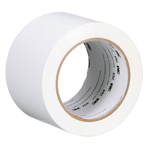 3M Vinyl Tape 764, 3 in by 108 ft ,White,Social Distancing ,Floor & Safety Marking, 1 Roll