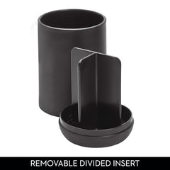 iDesign Cade Toothbrush Holder, Holds Normal Toothbrushes, Spin Brushes, and Toothpaste - Matte Black, 3" x 3" x 4. 5"