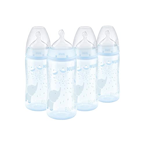 NUK Smooth Flow Bottle, 10oz, 4 Pack, Blue Elephant