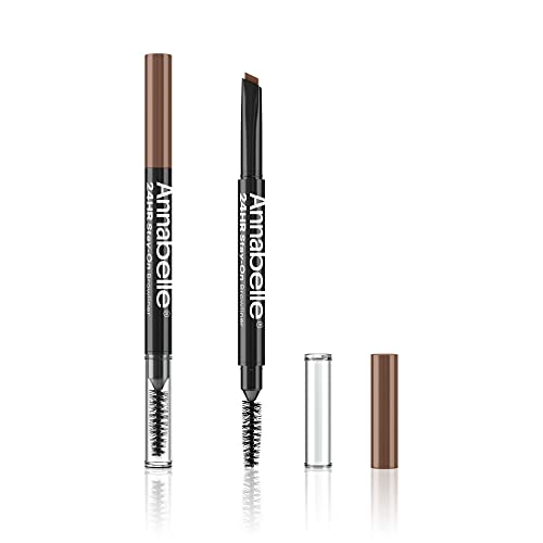 ANNABELLE 24HR Stay-On Browliner, Medium Brown, Double-Ended Eyebrow Crayon, Matte Finish, 24H Long-Lasting Hold, Waterproof, Transfer-proof, Vegan, Cruelty-Free, Paraben-Free, 0.2 g