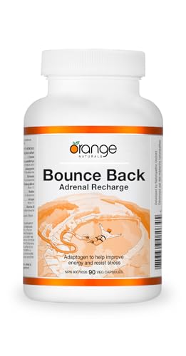 Orange Naturals - Bounce Back - 90 v-caps - Adrenal Recharge Supplements - Adaptogens Helps Improve Energy, Pressure Relief, Physical And Mental Performance, Promote Relaxation and Glandular Repair