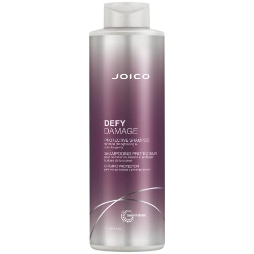 Joico Defy Damage Protective Shampoo, for Dry Damaged Hair, Cleanses Curly, Colored, or Frizzy Hair, with Moringa Seed Oil, Sulfate Free