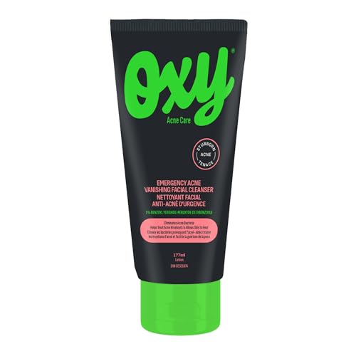Oxy Emergency Acne Vanishing Facial Cleanser - 5% Benzoyl Peroxide – Stubborn Acne Control - Helps Treat, and Prevent Breakouts – Allows Skin to Heal - Fragrance Free - Dermatologist Tested