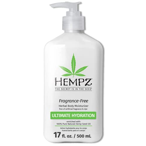 HEMPZ Body Lotion - Fragrance-Free Herbal Limited Edition Daily Moisturizing Cream, Shea Butter, Aloe, Body Moisturizer - Skin Care Products, Hemp Seed Oil - 17 Fl Oz