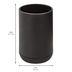 iDesign Cade Toothbrush Holder, Holds Normal Toothbrushes, Spin Brushes, and Toothpaste - Matte Black, 3" x 3" x 4. 5"