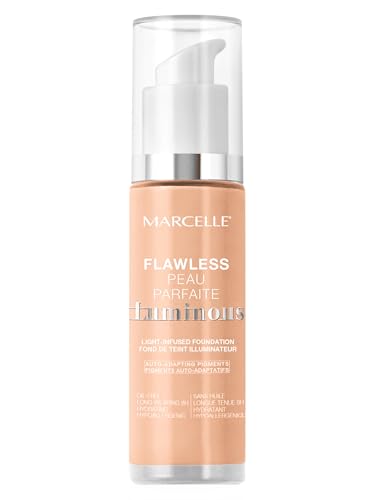 Marcelle Flawless Luminous Foundation, Natural Beige, Hypoallergenic and Fragrance-Free, 27 mL (Packaging may vary)