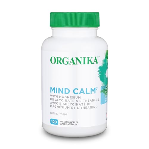 Organika Canadian-Made Mind Calm- with Magnesium Bisglycinate, L-Theanine, GABA, Inositol- Promotes Relaxation and Calm without Drowsiness- 120vcaps