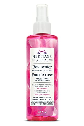 Heritage Store – Rosewater | Refreshing Facial Mist | Aromatherapy Mist for Glowing Skin | Vegan & Cruelty Free | Alcohol & Paraben Free | 8 FL OZ | 237 ML