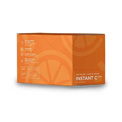 Organika Instant-C Effervescent- Orange- 1000mg Vitamin C, Immune Support Tablets 8 Tubes x 10 Tablets