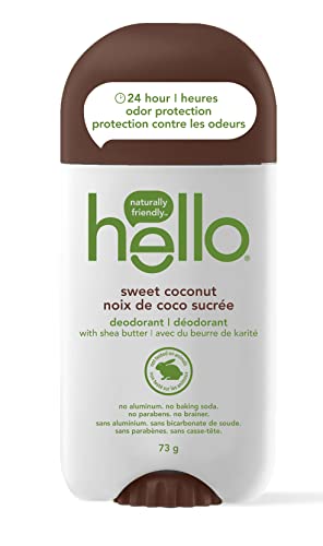 Hello Sweet Coconut Natural Deodorant with Shea Butter, Aluminum Free, Parabens Free, 73g