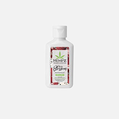 HEMPZ Body Lotion - Cherry Blossom Limited Edition Mini Daily Moisturizing Cream, Shea Butter, Aloe, Cherry Extract Hand Cream - Skin Care Products, Hemp Seed Oil - Travel Size 2.25 Fl Oz