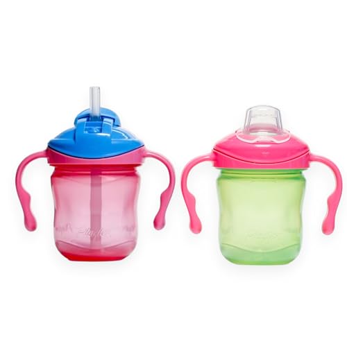 Playtex Baby Sipsters Stage 1, Straw and Soft Spout, Trainer Starter Kit - Pink & Green, 2 Count