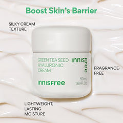 innisfree Green Tea Seed Hyaluronic Acid Cream With Squalane and Ceramides, Korean Hydrating Face Moisturizer and Balancing Cream