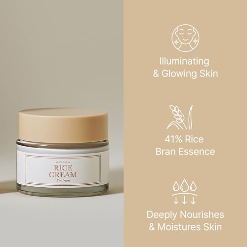 [I'm From] Rice Cream 1.69 Ounce, 41% rice bran essence with ceramide | Glowing Look, Improves Moisture Skin Barrier, Nourishes Deeply, Soothing to even out skin tone, K beauty