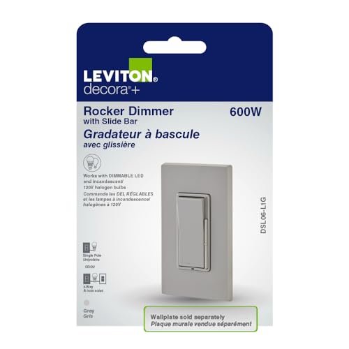 Decora Dimmer with Slide Bar and Rocker Switch, Grey