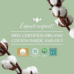 Organyc 100% Certified Organic Cotton Feminine Sanitary Pads With Wings, Everyday Pad, Dye, Paraben, Perfume, SAP, Plastic and Chlorine Bleach Free, Moderate Flow