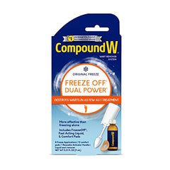 Compound W Dual Power for Large Warts, Freeze Off & Liquid Wart Remover, 8 Freeze Applications and 12 Comfort Pads