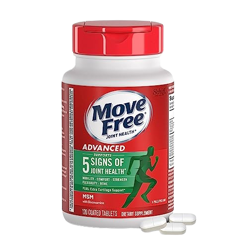 Move Free Advanced Glucosamine Chondroitin MSM Joint Support Supplement, Supports Mobility Comfort Strength Flexibility & Bone - 120 Tablets (40 servings)*