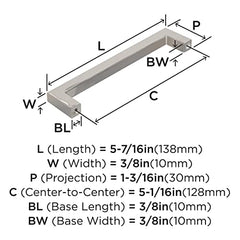 Amerock BP36571PN Monument 5-1/16" (128mm) CTC Pull, Polished Nickel