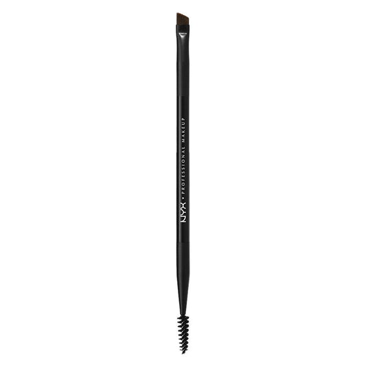 NYX PROFESSIONAL MAKEUP, Pro Dual Brow Brush, Pro makeup brush, Dual-ended brow brush with angled brush for precision application, Spoolie brush for blending and shaping