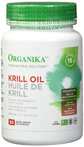 Organika Krill Oil- Sustainable Source from Antarctica, High Absorption of DHA and EPA Omega 3, Brain and Heart Support- 90sftgl