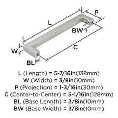 Amerock BP36571G10 Monument 5-1/16" (128mm) CTC Pull, Satin Nickel