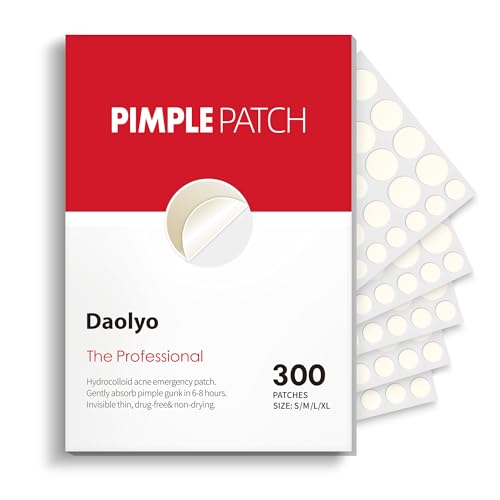 Pimple Patches for Face, 4 Size 300 Counts Acne Patches, Hydrocolloid Patches for Covering Zits and Blemishes, Spot Stickers with Salicylic Acid, Tea Tree Oil & Calendula Oil