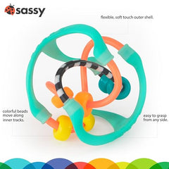 Sassy Busy Ball - Textured Developmental Sensory Toy - High Contrast, Easy to Grasp - For Ages 3 Months and Up