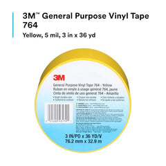 3M Vinyl Tape 764, General Purpose, 3 in x 36 yd, Yellow, 1 Roll, Light Traffic Floor Marking, Social Distancing, Color Coding, Safety, Bundling