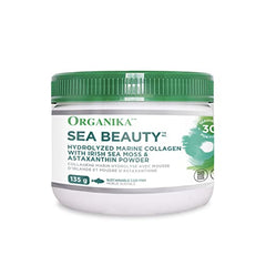 Organika Sea Beauty - Hydrolyzed Marine Collagen with Irish Sea Moss and Astaxanthin Powder- Improve Skin Health and Anti-Aging Support, Antioxidants- 135g