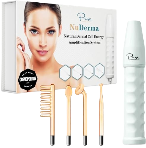 NuDerma Portable Handheld Skin Therapy Wand Machine w/Neon – Anti-Aging - Skin Tightening - Wrinkle Reducing - Dark Circles – Clarifying - Hair & Scalp Stimulator