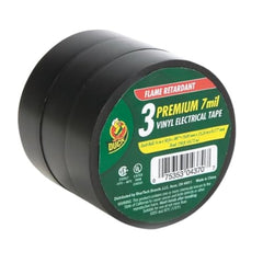 Duck Brand Professional Electrical Tape, 0.75-Inch by 50-Feet, 3-Pack of Rolls, Black (299004)