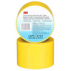 3M Vinyl Tape 764, General Purpose, 3 in x 36 yd, Yellow, 1 Roll, Light Traffic Floor Marking, Social Distancing, Color Coding, Safety, Bundling