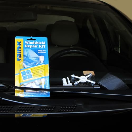 Rain-X 600001 Windshield Repair Kit - Quick And Easy Durable Resin Based Kit for Chips and Cracks, Good For Round Damage Below 1" In Diameter And Cracks Smaller Than 12" In Length, BLUE,YELLOW