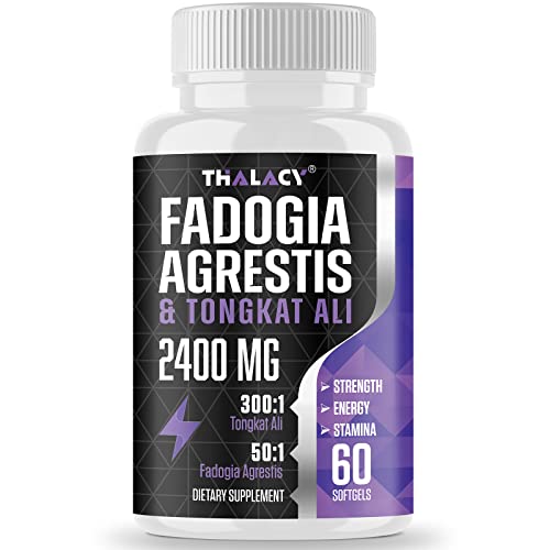 2400mg Fadogia Agrestis Tongkat Ali Supplement - Fadogia Agrestis 1400mg & Tongkat Ali 1000mg Ultra Blend, Maximum Strength, Muscle Mass & Athletic Performance, 60 Softgels