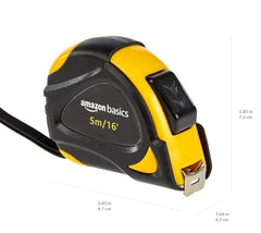 Amazon Basics Self-Locking Tape Measure - 16-Feet (5-Meters), Inch/Metric Scale, MID Accuracy