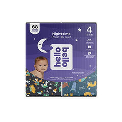 Hello Bello Disposable Overnight Diapers, Size 4, Sleepy Campers and Snoozy Sloths, Overnight Size 4, 68 Count