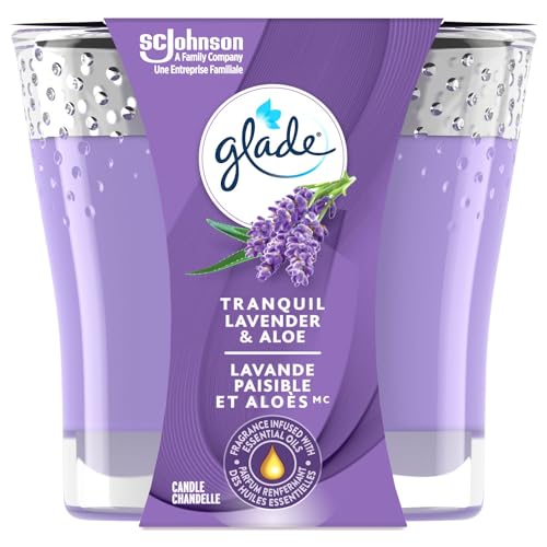 Glade Scented Candle, 2-in-1 Jubilant Rose and Lavender Peach Blossom, 1-Wick Candle, Air Freshener Infused with Essential Oils for Home Fragrance, 1 Count