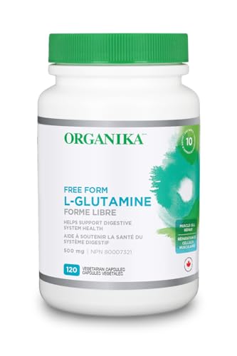 Organika L-Glutamine - Free Form 500mg- Supports Digestive System Health, Aids Muscle Cell Repair- 120vcaps