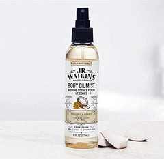 J.R. Watkins Coconut Milk and Honey Natural Hydrating Body Oil Mist, Moisturizing Body Oil Spray for Glowing Skin, USA Made and Cruelty Free, 177 Milliliters