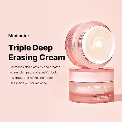 Medicube Triple Collagen Cream - Hydrating & Firming Moisturizer with Hyaluronic Acid, Premium Elastin, Shea Butter - Reduces Wrinkles & Boosts Elasticity - Korean Skin Care, 1.69 oz