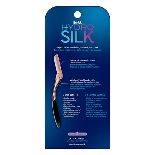 Schick Hydro Silk Dermaplaning Wand,Dermaplaning Tool for Face with 6 Refill Blades,Dermaplane Razor for Women Face, Dermaplane Tool, Eyebrow Razor,Face Razor,Facial Razor(Packaging May Vary)