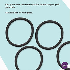 Goody Ouchless Hair Ties, Damage-Free Hold, 4MM Hair Elastics, Hair Styling Accessories for Women, All Hair Types, Black - 30 Ct