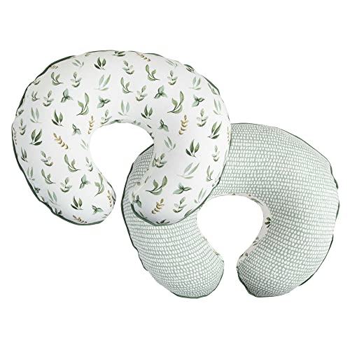 Boppy Nursing Pillow Cover, 100% Organic Cotton, Green Little Leaves, Fits The Original Support Boppy Pillow for Breastfeeding and Bottle Feeding, Cover Only, Nursing Support Pillow Sold Separately