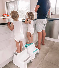 Dreambaby - 2 Up Toddler Step Stool With Non Slip Base, Kids Step Stool for Bathroom, Potty Training and Kitchen, Holds up to 175lbs - Grey & White