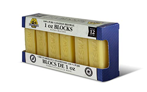 Dutchman’s Gold Canadian Yellow Beeswax Block (454g or 1oz Pack of 12) - Cosmetic-Grade Natural Beeswax for Candle Making, Soap, Crafts, Beauty - Pure Beeswax Bars - Safe and Easy to Melt